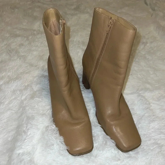 Brown Leather Amanda Smith Booties with Wooden Block Heel size 9 1/2 - Picture 5 of 7